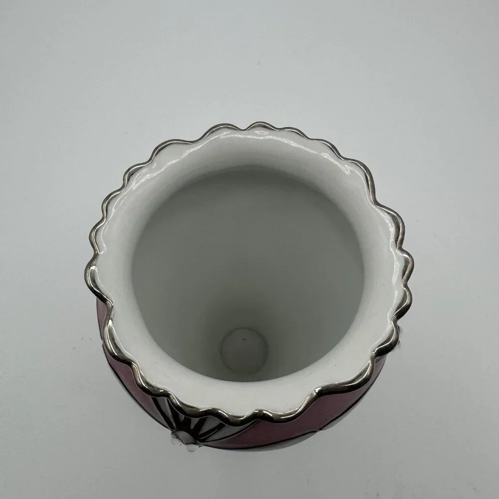 VTG Louis Tiffany Bradford Exchange Glittering Dragonflies Porcelain Vase Pink - Picture 5 of 9